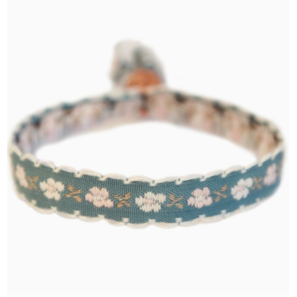 Bracelet Geweven - flower - gris/bleu