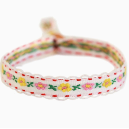 Bracelet Geweven - fleur - coton blanc