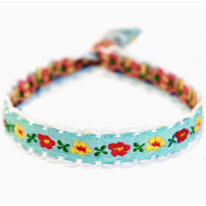 Bracelet Geweven - fleur de coton - bleu