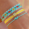 Bracelet Geweven - fleur de coton - bleu