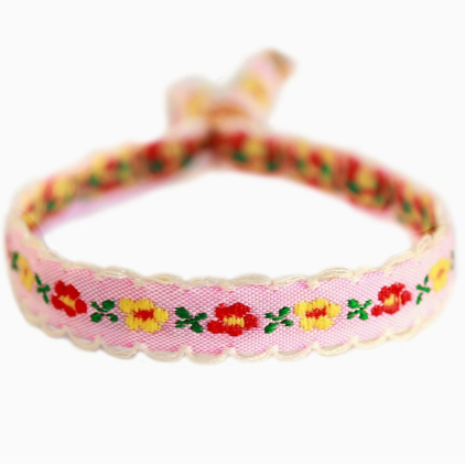 Bracelet Geweven - fleur de coton - rose