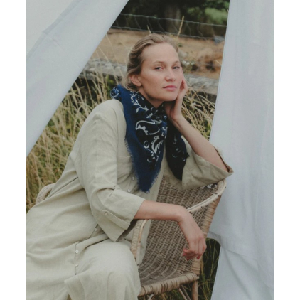 Foulard bandana laine/soie - navy