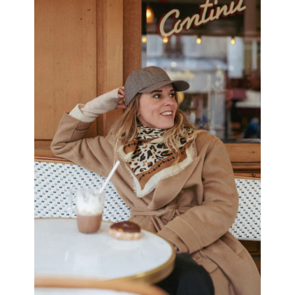 Foulard Leo laine/soie - beige camel