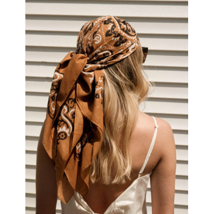 Foulard bandana coton - Camel