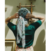 Foulard secret garden laine/soie - ciel