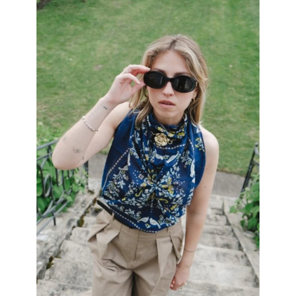 Foulard secret garden coton - navy