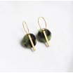 Boucles d'oreilles Lore acetate kaki noiret laiton doré