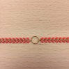 Bracelet chaine épi rouge et anneau au centre