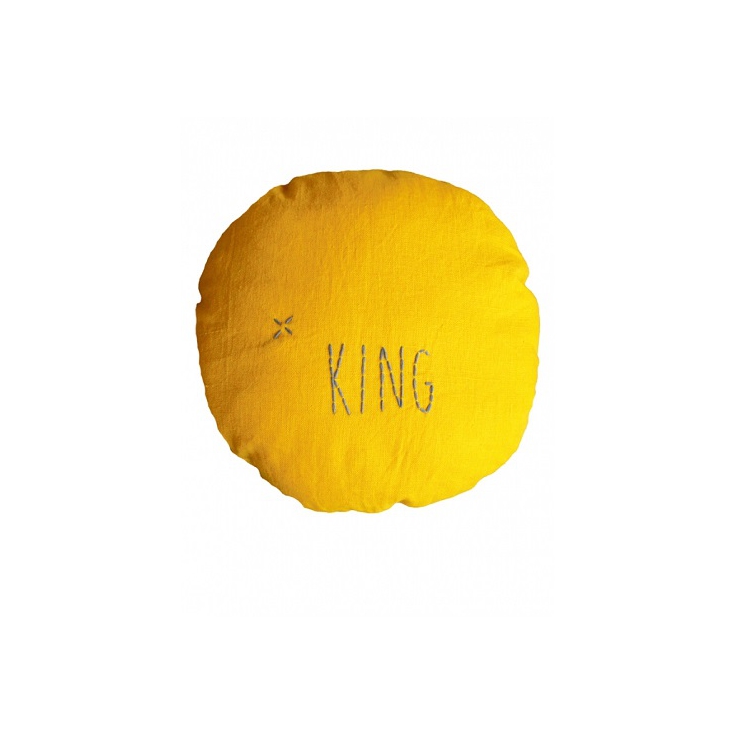 Coussin en lin couleur moutarde "King"