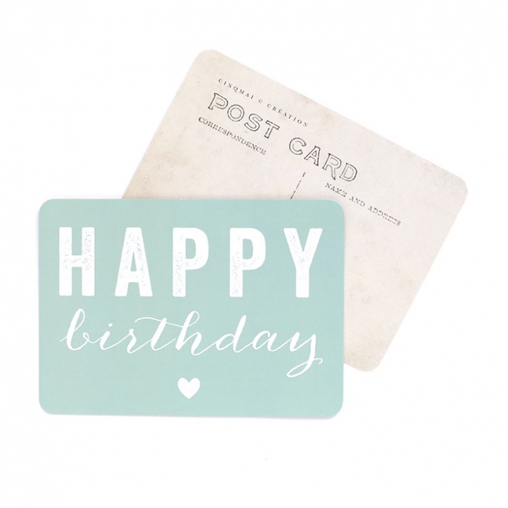 Carte postale happy birthday vert menthe