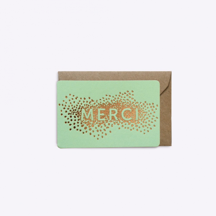 Mini carte Confettis merci - Vert menthe