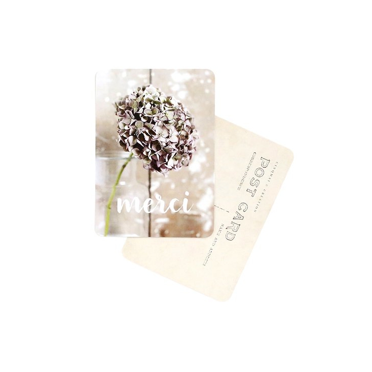 Carte postale merci hortensia rose