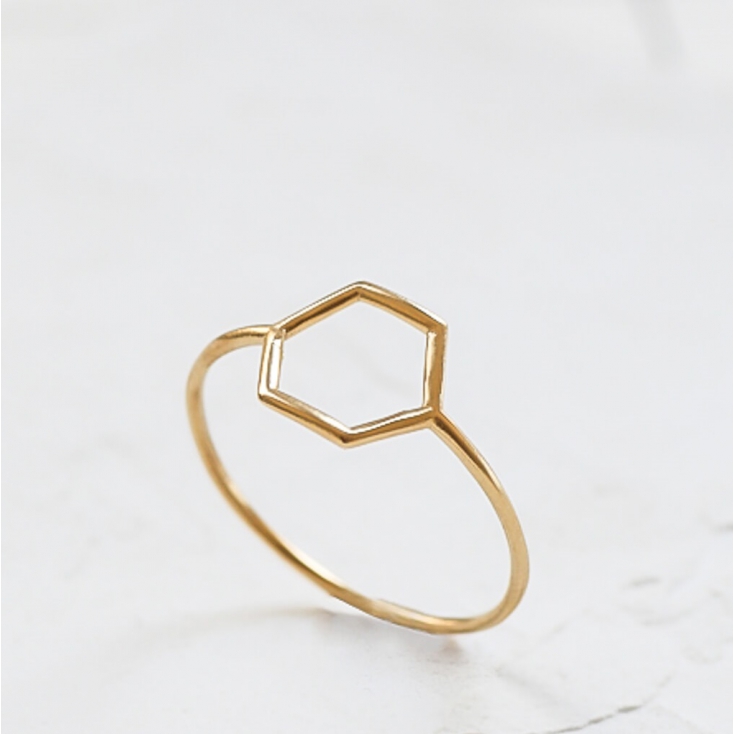 Bague - Hollow hexagon ring gold Medium