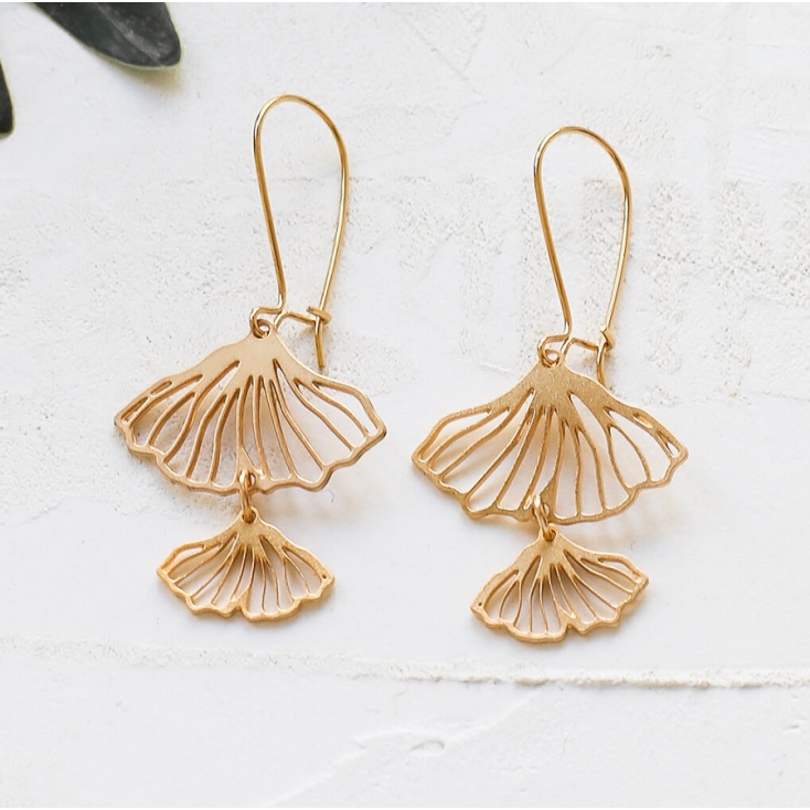 Boucles d'oreilles - Gingko earrings gold