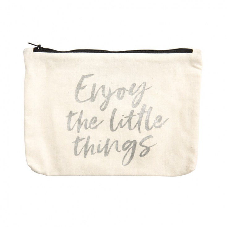 Canvas pouch - Enjoy the little things Silver