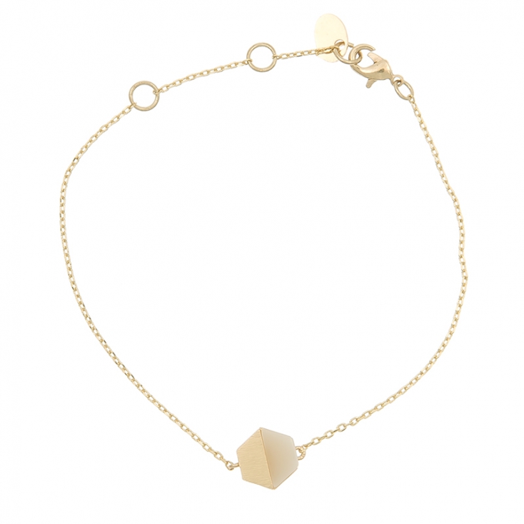 Hexagon with stone bracelet, gold white