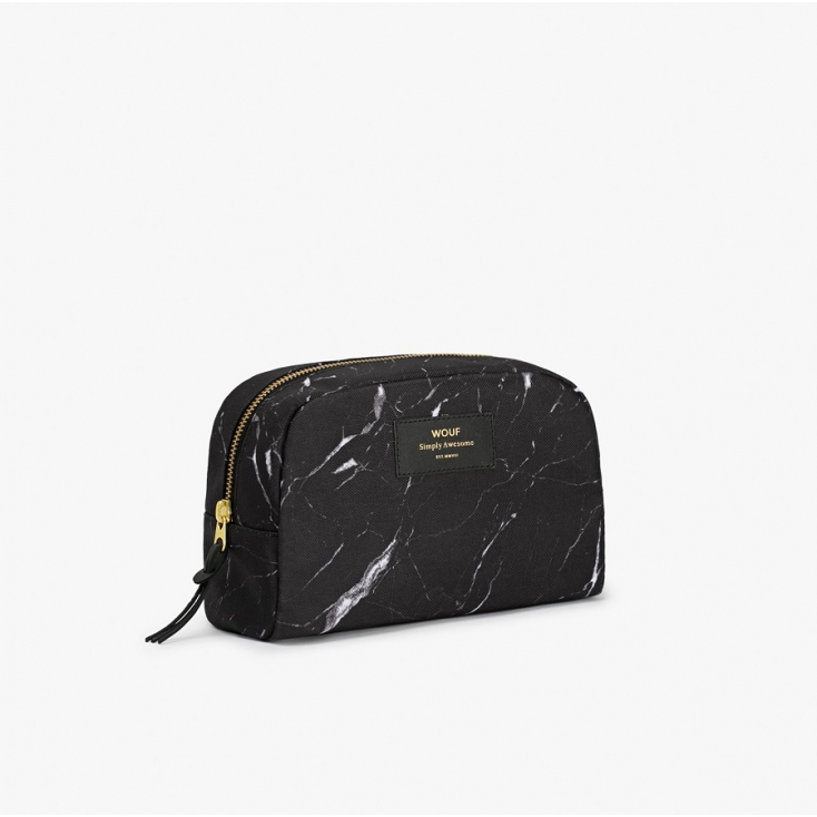 Pochette maquillage grande - Black marble