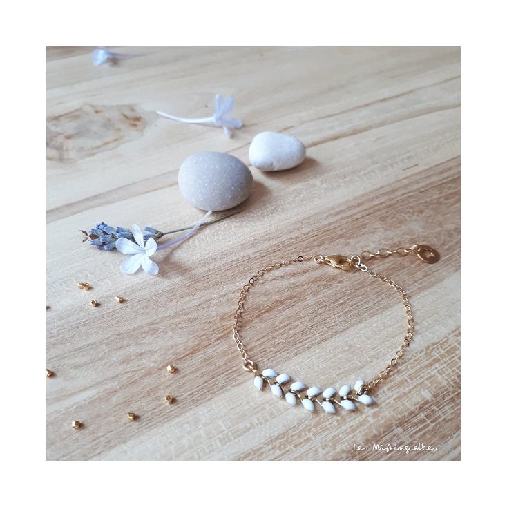 Bracelet Victoire - blanc - plaqué or/laiton