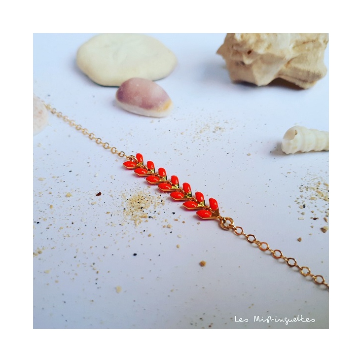 Bracelet Victoire - corail - plaqué or/laiton