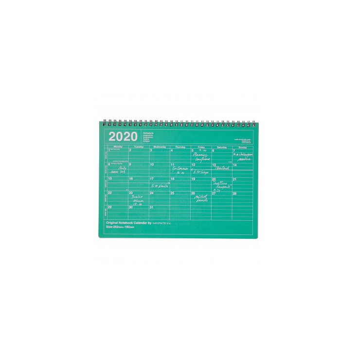 Notebook calendar 2020 medium green