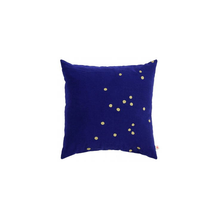 housse coussin 50 x 50 cm - Lina So Blue Gold Dots