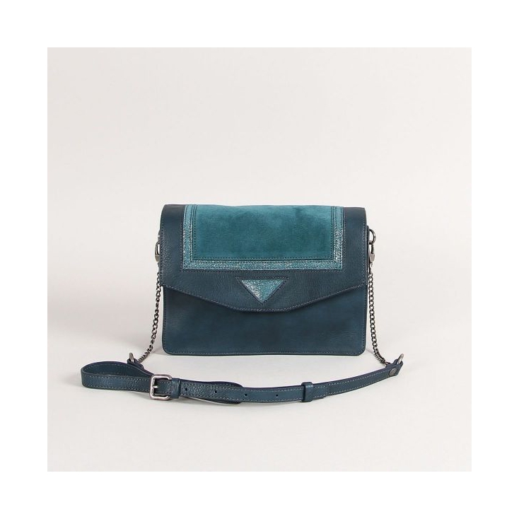 Sac cuir vachette Bonnie - Bleu Paon