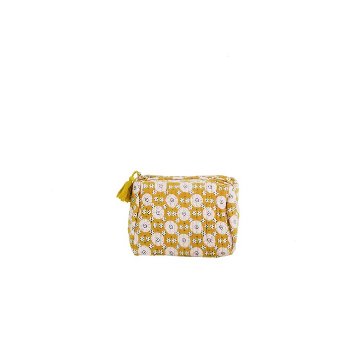 Travel Pouch - Shivu - Mustard/Pink