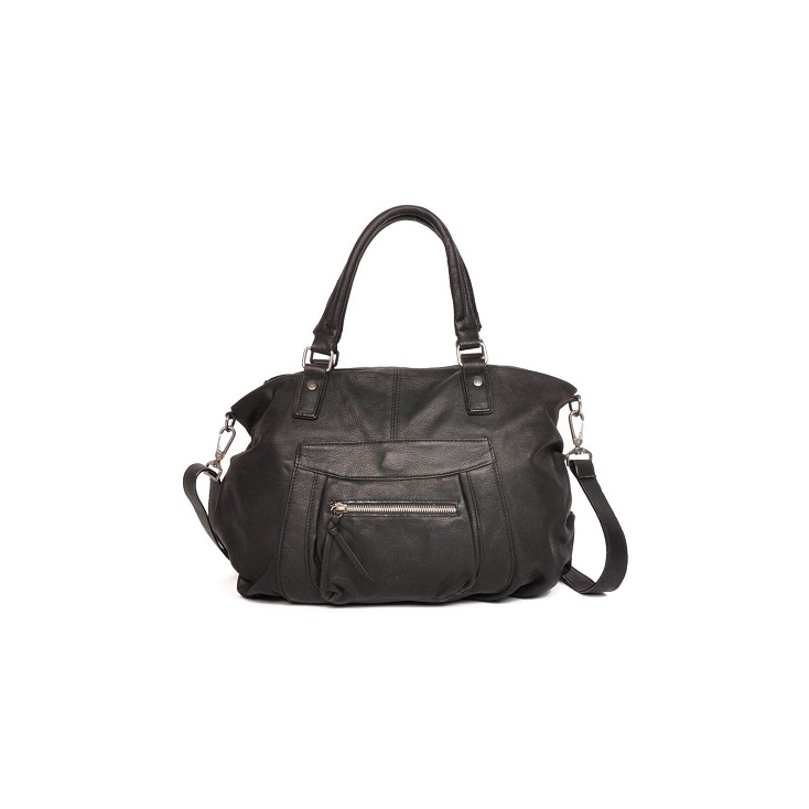 Sac cuir poche avant Noella - noir