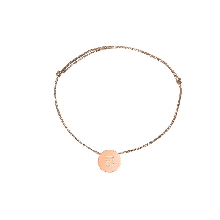 bracelet cordon rose gold - lettre F