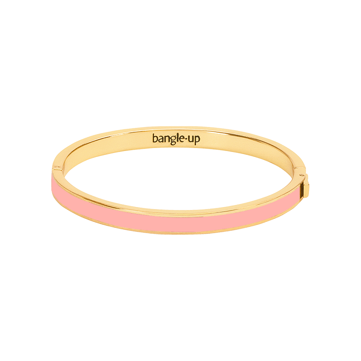  Bracelet Bangle métal doré 0,5cm-rose poudré