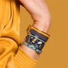 Bracelet Terazzo 2cm métal doré-bleu nuit