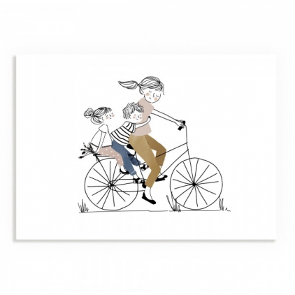 Affiche A4 - Balade à Vélo Fille et Garçon