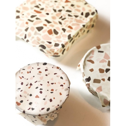 Set de 3 Bee Wraps en cire d'abeille S/M/L - Terrazzo