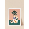 Carte postale - Fleurs et café