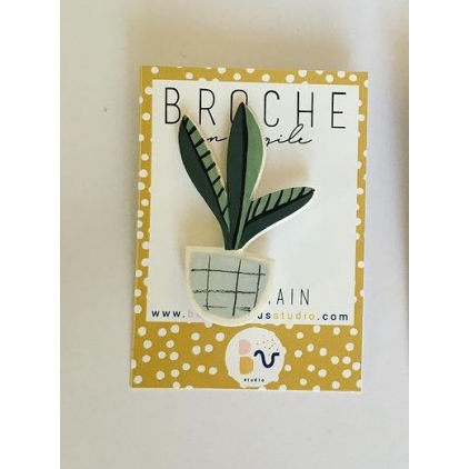 Broche en argile plante