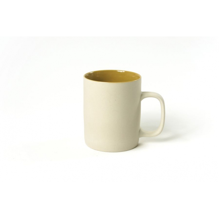 Cup L - Cer Cyl - 350ml - Clay grey/mustard