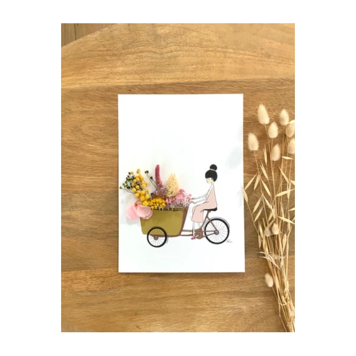 Affiche fleurie - A5 - A bicyclette