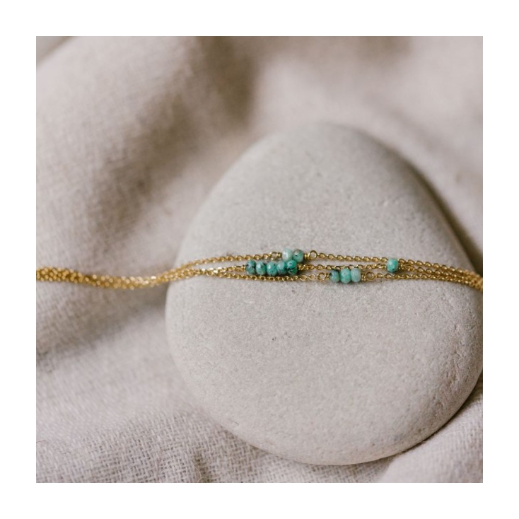 Bracelet 10843 Uma plaqué or - agathe turquoise - Amulette
