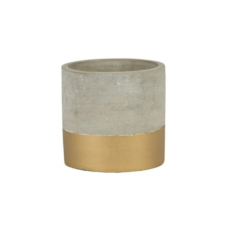 Mini cache pot - ciment & doré
