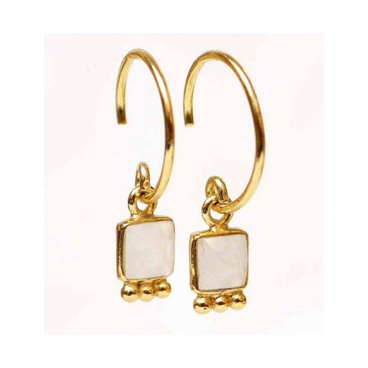 Boucles d'oreilles square moonstone gold plated - 1256-GB-1