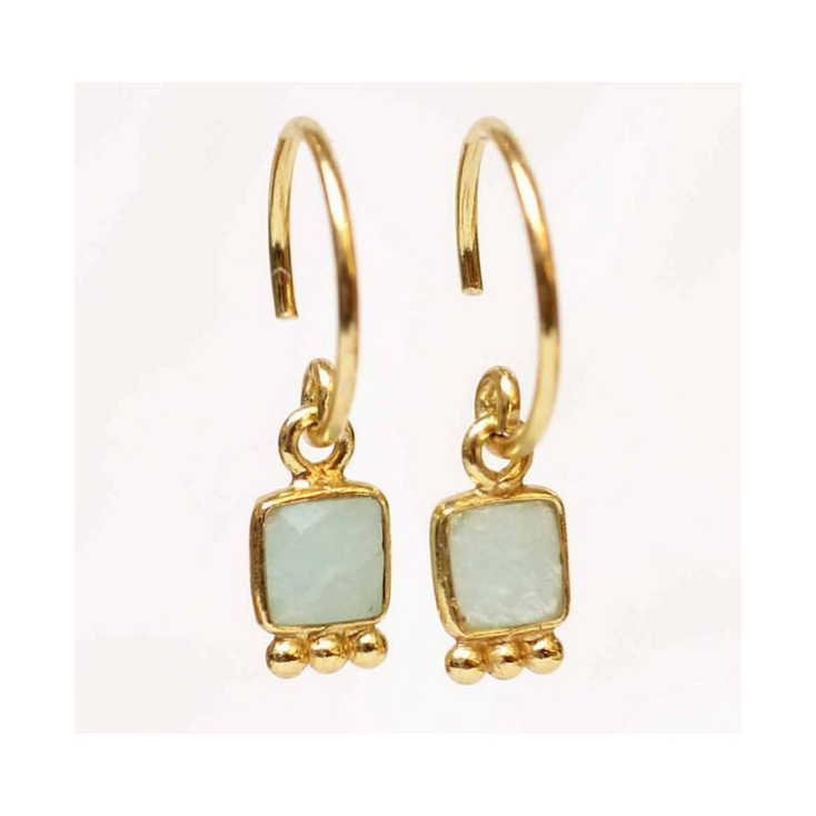  Earring square moonstone gold plated - 1256-GB-5