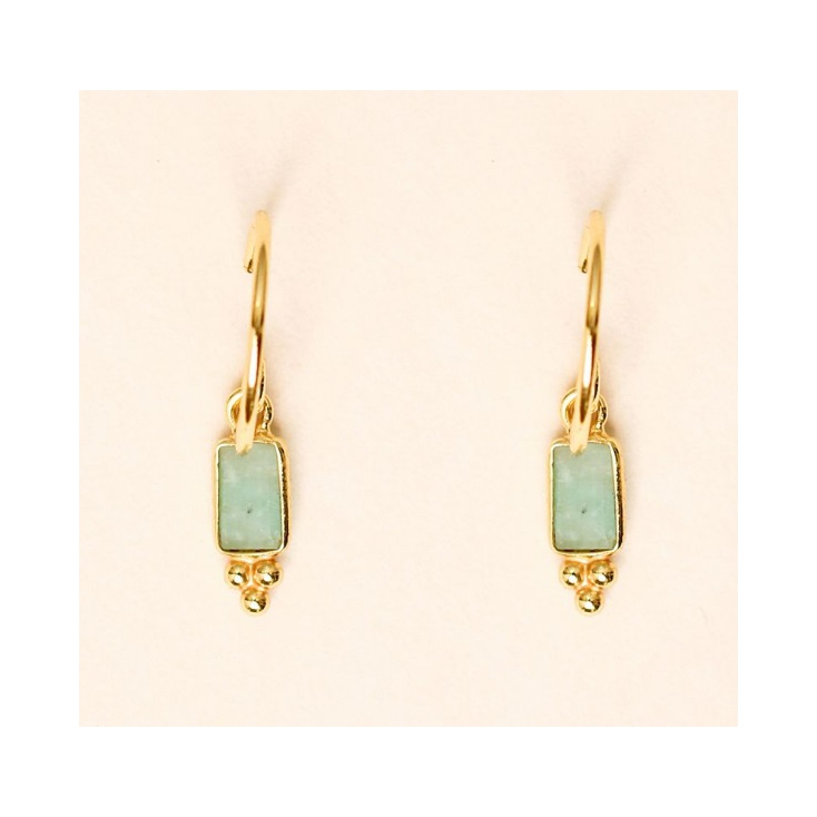 Boucles d'oreilles 5x3mm etnic amazonite gold plated - 1311-GB-5