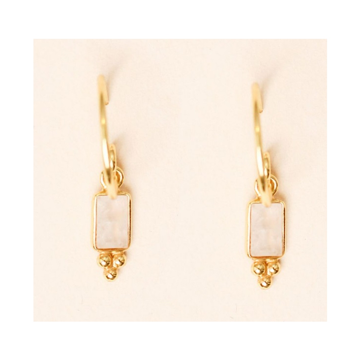 Boucles d'oreilles 5x3mm etnic white moonstone gold plated - 1311-GB-1