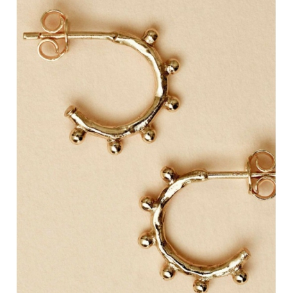 Boucles d'oreilles 13mm handcraft hoop gold plated - 1273-GB