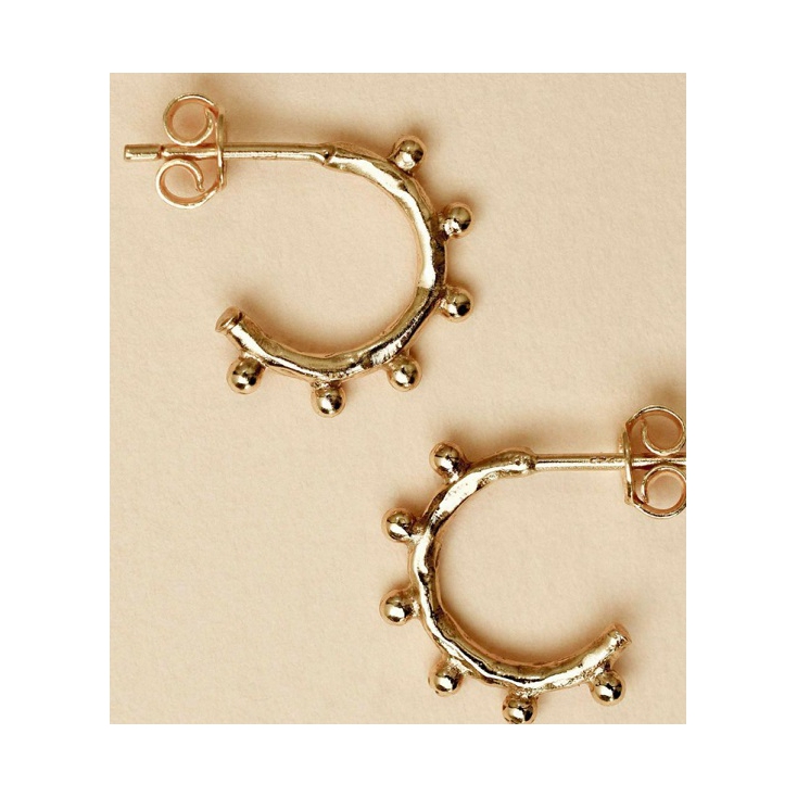 Boucles d'oreilles 13mm handcraft hoop gold plated - 1273-GB