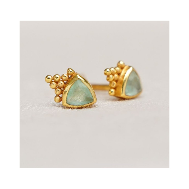 Boucles d'oreilles stud nefrite 3mm triangle with dots lated