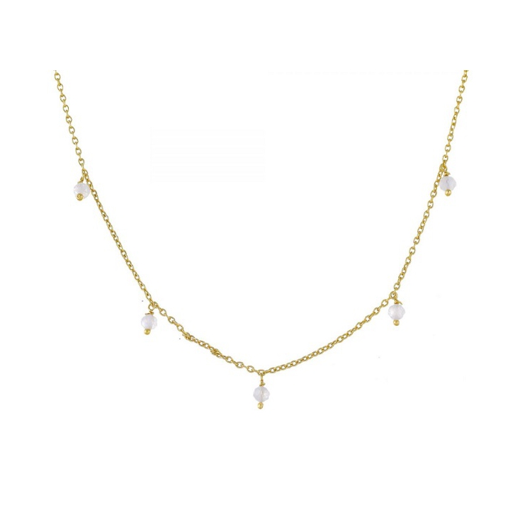 Collier 3mm moonstone beads 45cm gold plated - 3122