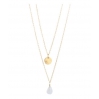 Collier coin & drop moon stone gold plated - 3034-GB-1