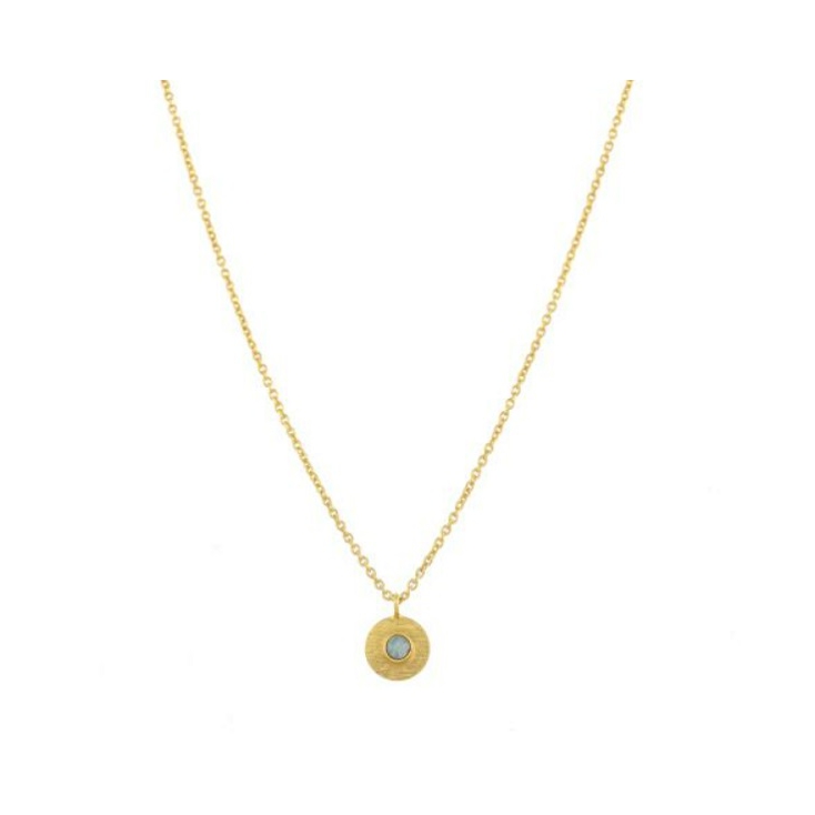 collier 3mm amazonite coin gold plated - 3113-GB-5
