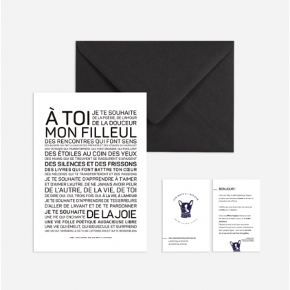 Carte avec enveloppe - A toi mon filleul